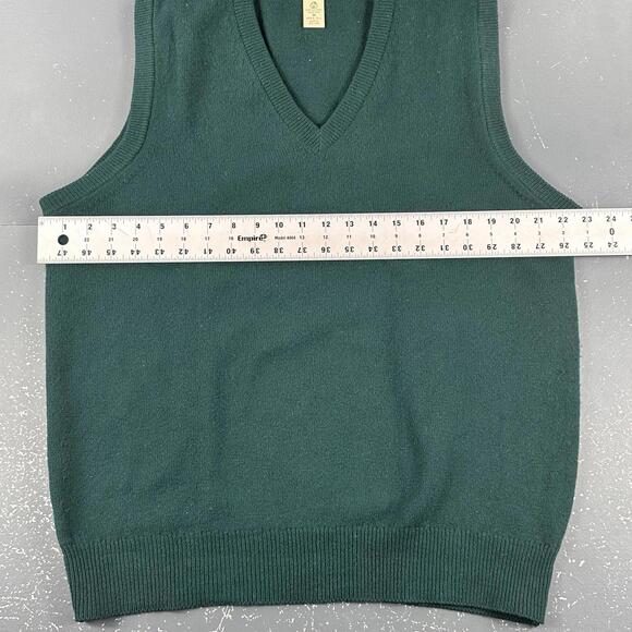 VTG LL Bean Sweater Vest Mens MT Deep Teal Green Tight Knit Lambs Wool Scotland - Picture 3 of 6